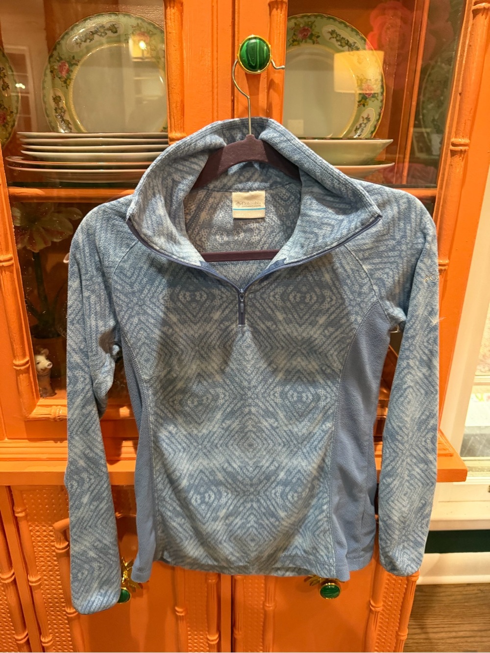 Columbia Blue Patterned Quarter-Zip Pullover